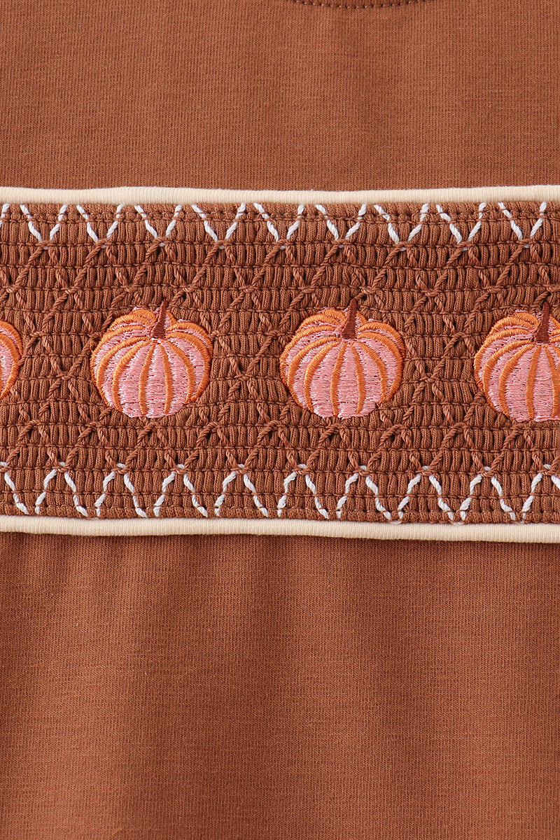 Brown Pumpkin Smocked Top