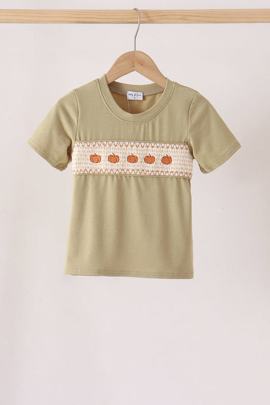 Sage pumpkin embroidery top