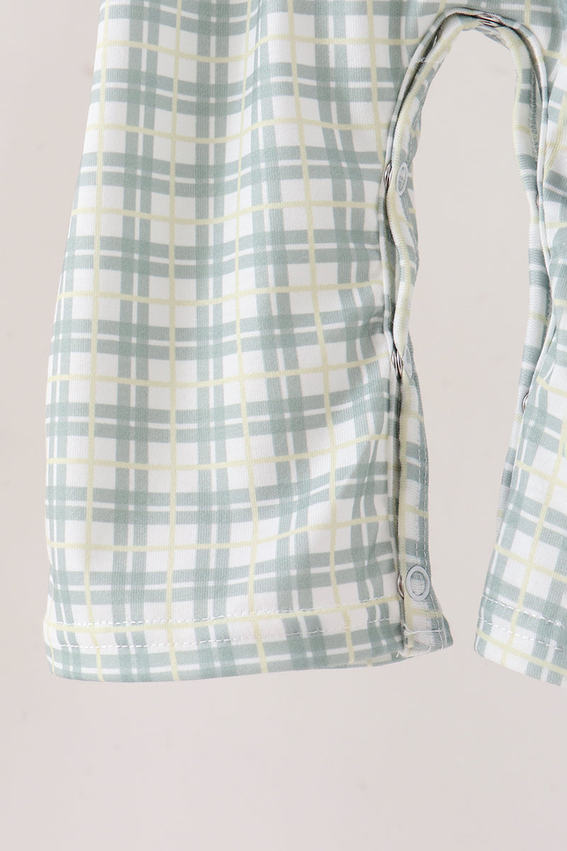 Sage plaid 2pc romper set