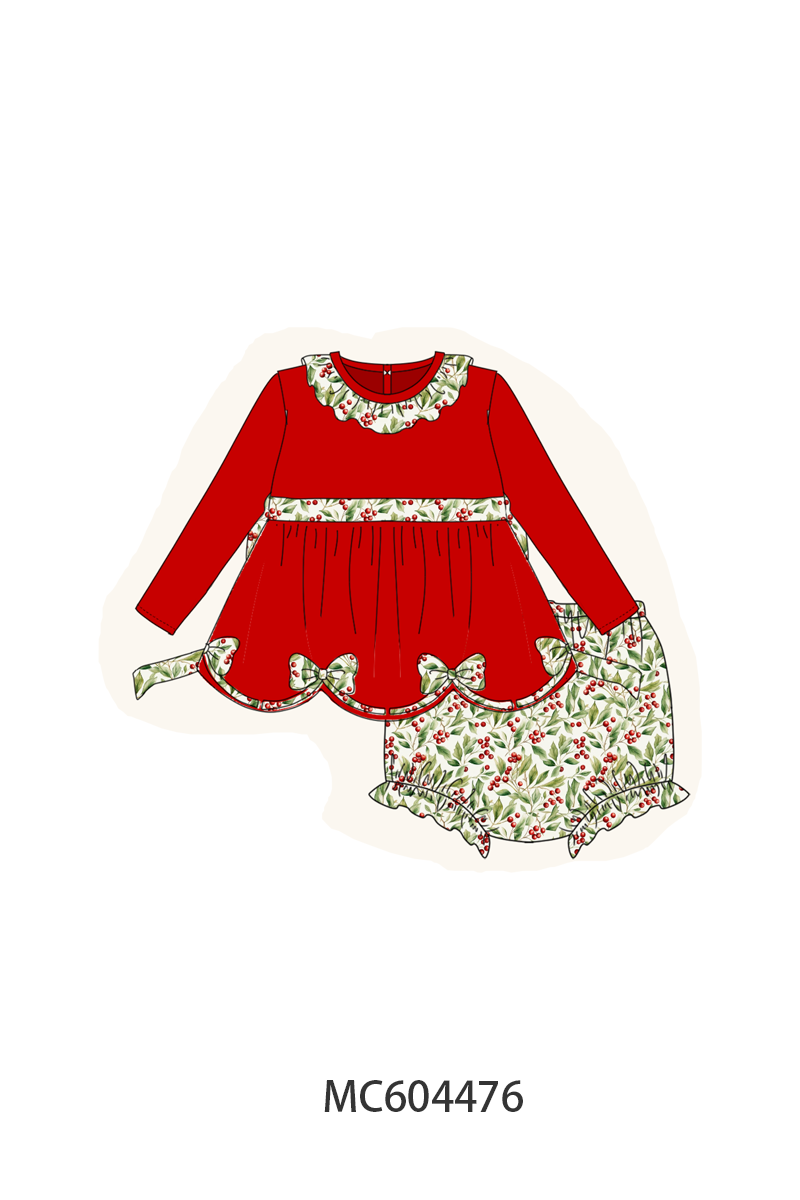 Red Bow Ruffle Bloomer Set