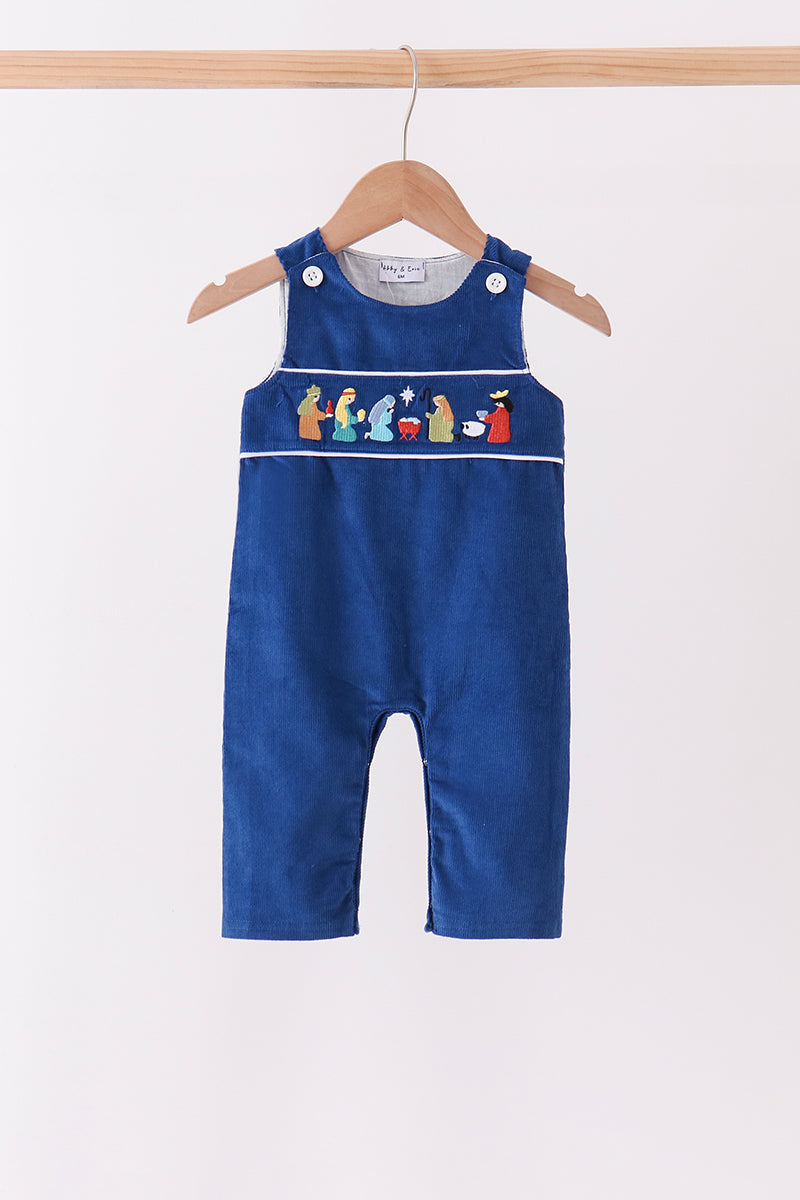 Blue corduroy Nativity Embroidery Jon Jon