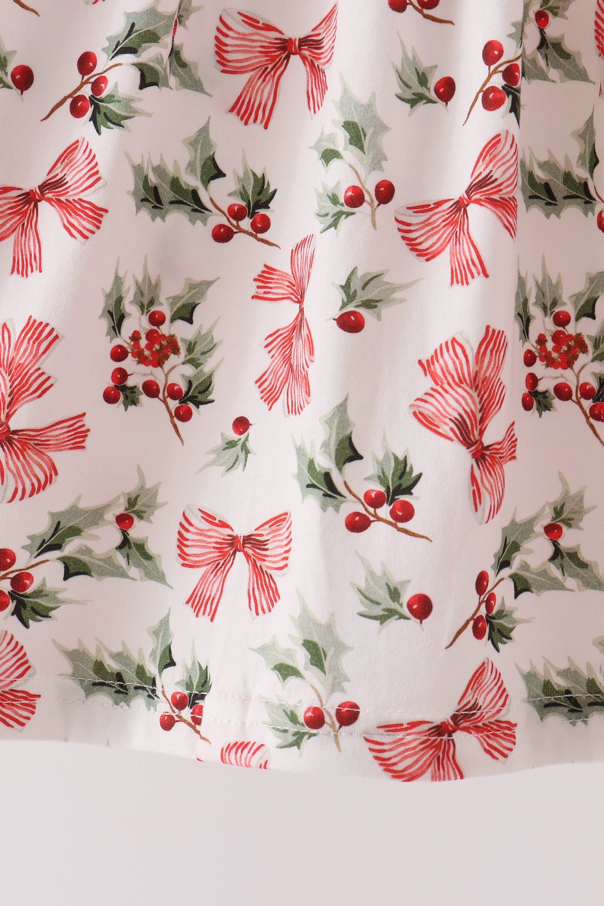Red Holly Bow Smocked Lace Dress