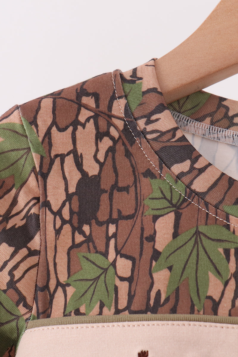 Camouflage Moose Embroidery Top