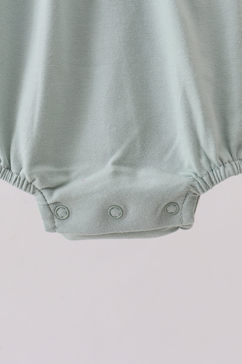 Sage cross embroidery peter pan collar bubble