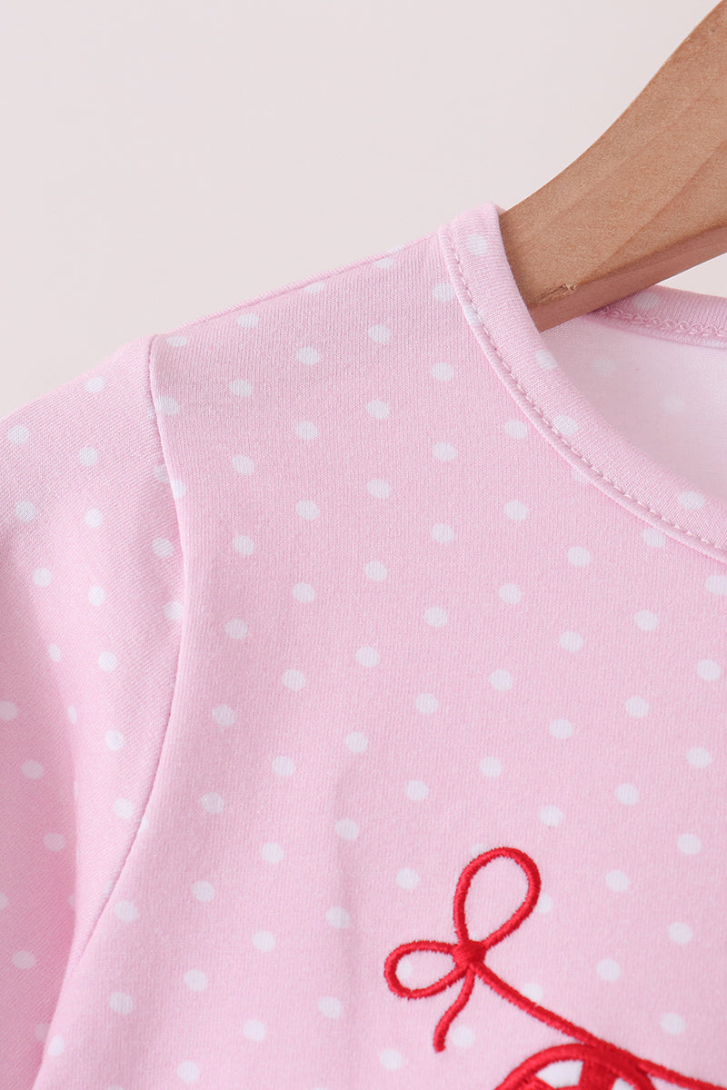 Pink christmas tree gingerbread embroidery pants set