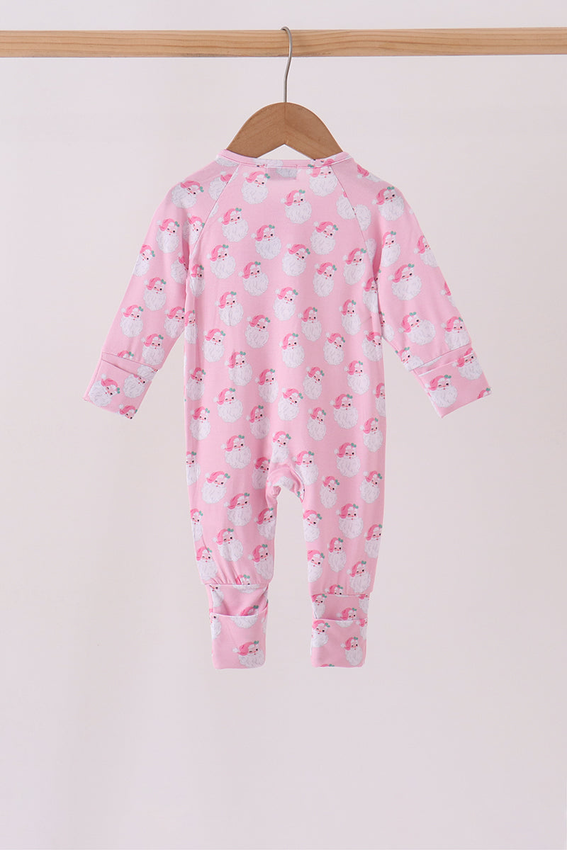 Pink christmas santa claus bamboo romper