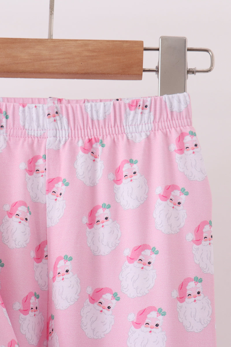 Pink santa claus bamboo ruffle pants set