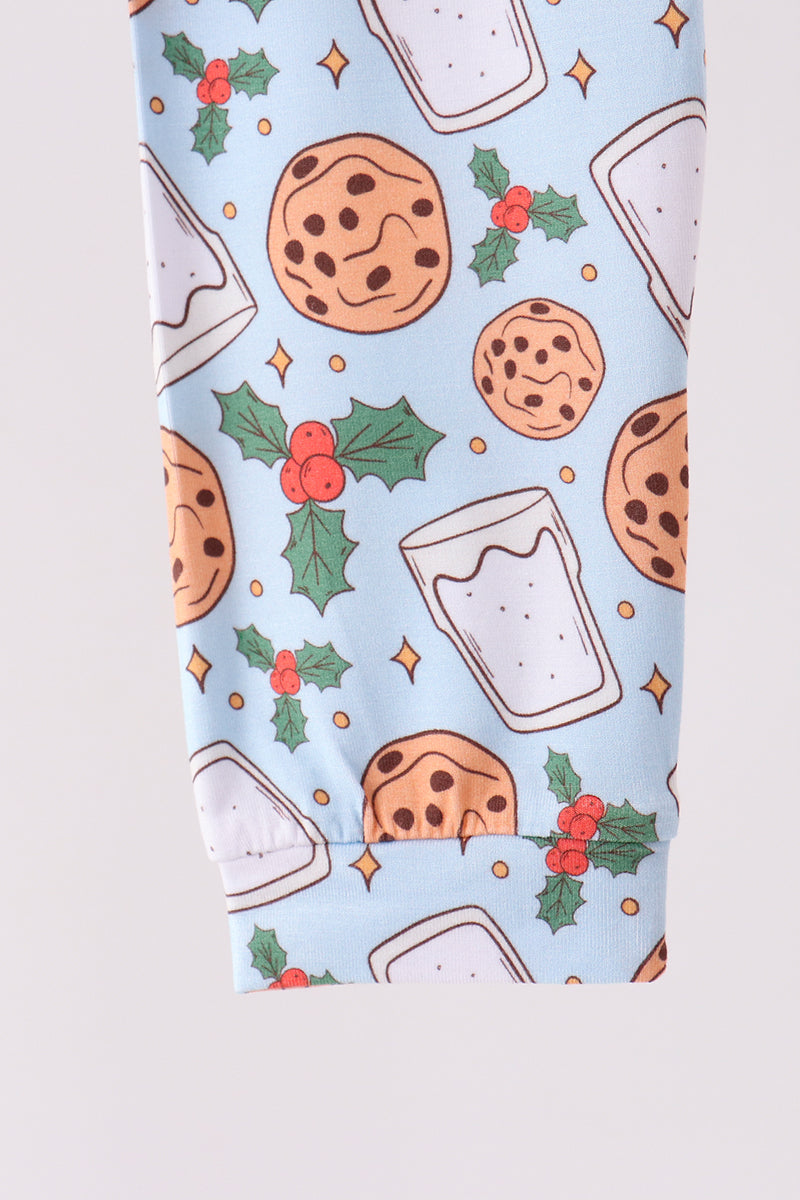 Blue milk cookie holly bamboo pajama set