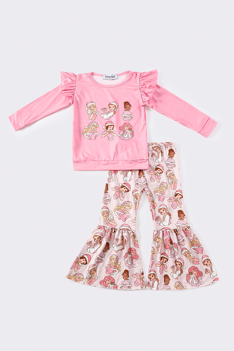 Pink *D*i*s*n*e*y* princess christmas girl pants set