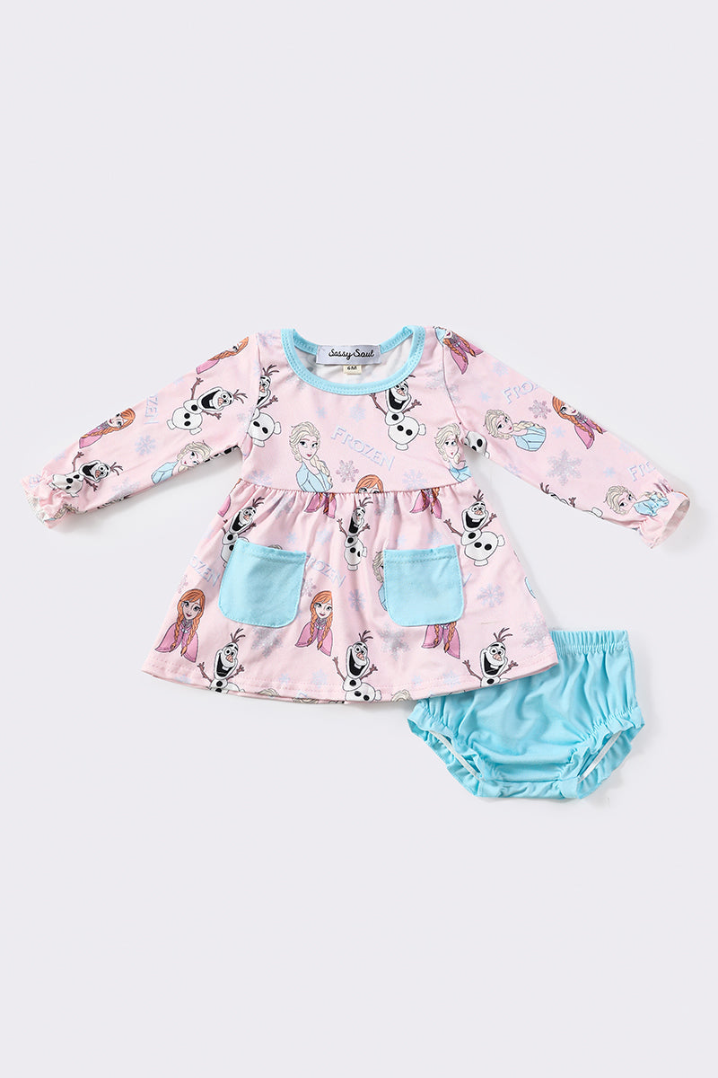 F*r*o*z*e*n* Blue princess baby girl bloomer set