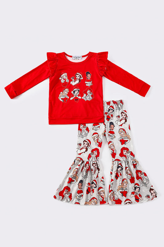 Red christmas *D*i*s*n*e*y* princess girl pants set