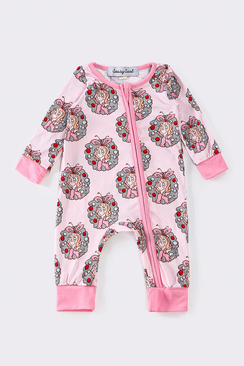 Pink christmas character print girl romper *C*i*n*d*y**L*o*u**W*h*o*