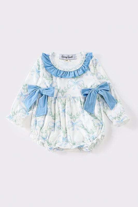 Teal bow floral girl bubble