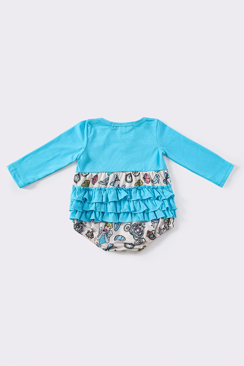 C*i*n*d*e*r*e*l*l*a* Blue princess print ruffle girl bubble