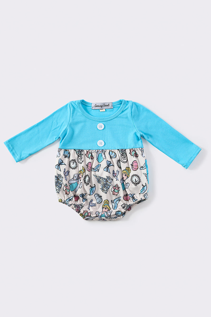 C*i*n*d*e*r*e*l*l*a* Blue princess print ruffle girl bubble