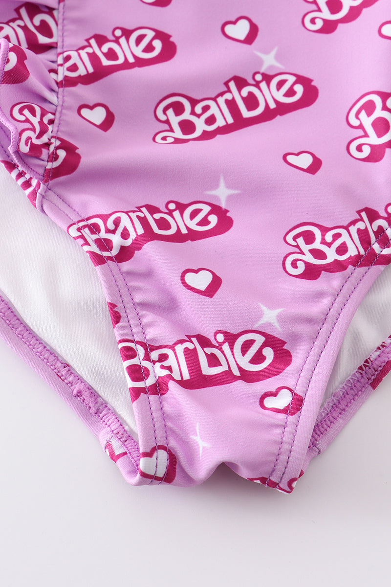 B*a*r*b*i*e* Pink ruffle girl swimsuit UPF50+